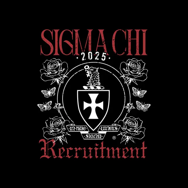Sigma Chi Gothic Crest and Rose Recruitment Shirt