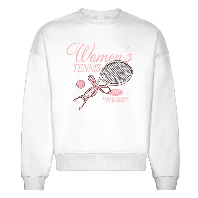 Women's Tennis Racket with Ribbon Graphic PR Crewneck 2