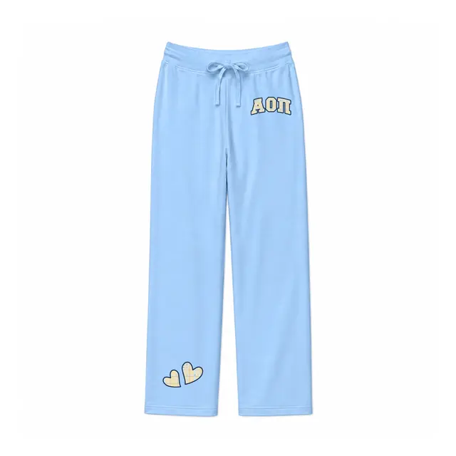 Alpha Omicron Pi Plaid Lettering Hearts PR Sweatpants 2