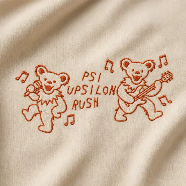 Psi Upsilon Playful Bear Illustration Rush Hoodie