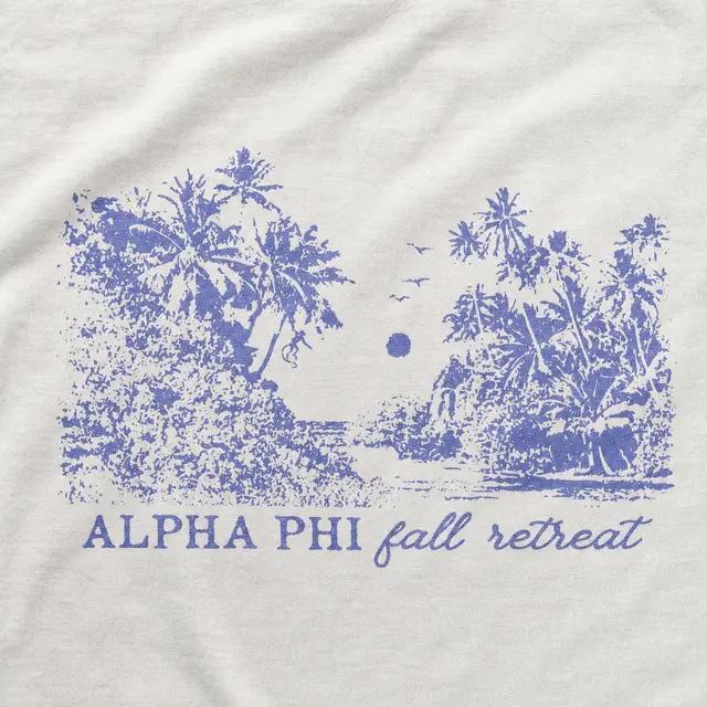 Alpha Phi Tropical Palm Scene Retreat Shirt