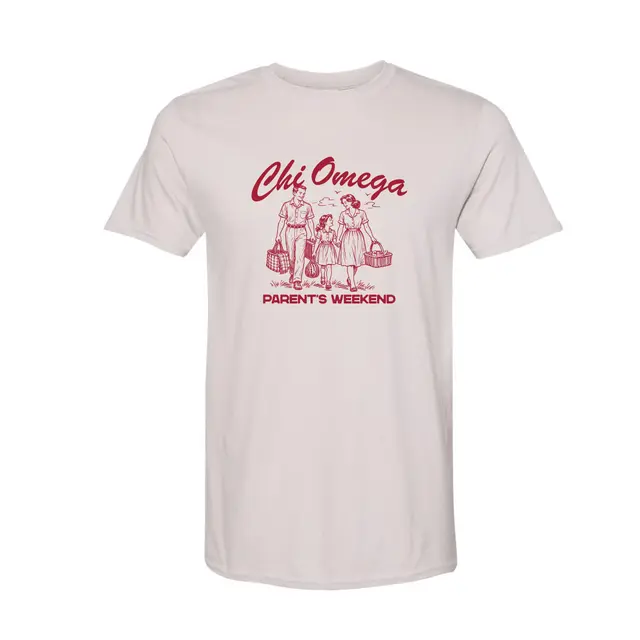 Chi Omega Hand Drawn Family Illustration Parent's Weekend Shirt 2