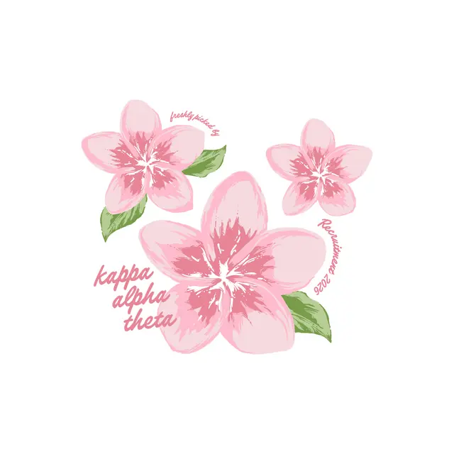 Kappa Alpha Theta Pink Flower Text Recruitment Shirt