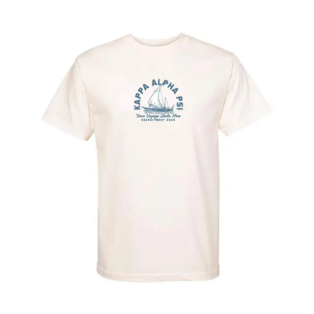 Ship Voyage Illustration in Blue Recruitment Shirt Design for Kappa Alpha Psi