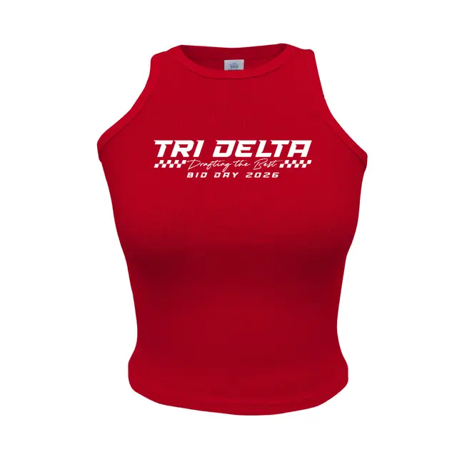Delta Delta Delta Checkered Flag Drafting the Best Bid Day Tank 2