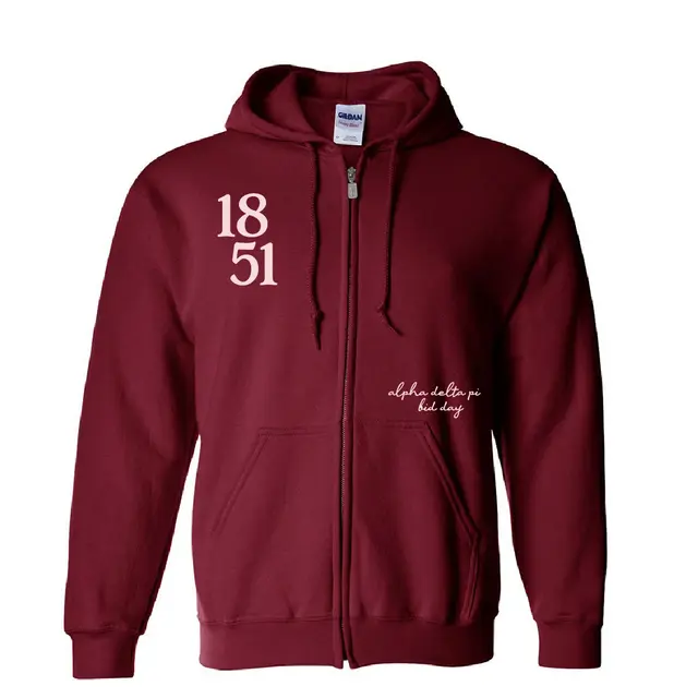 Alpha Delta Pi Bold Year Text Bid Day Hoodie 2