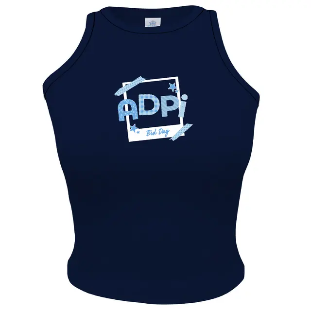 Alpha Delta Pi Gingham Text and Polaroid Frame Bid Day Tank 2