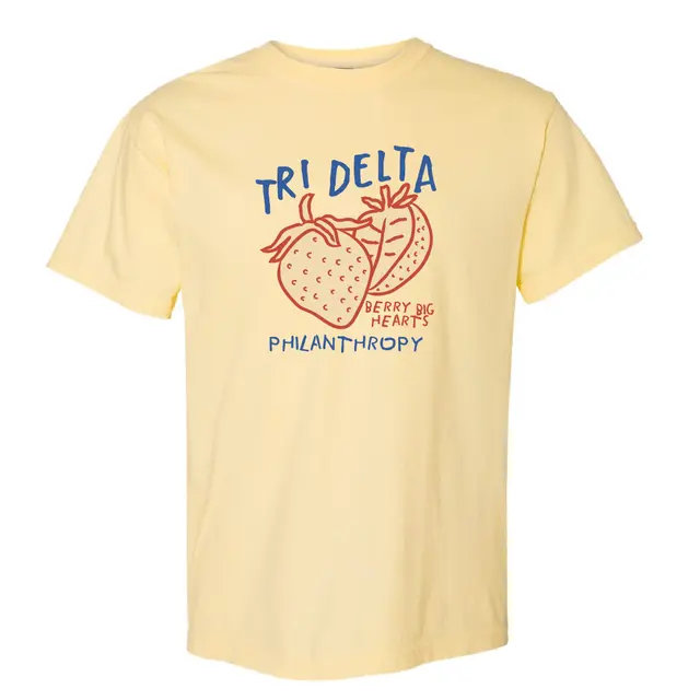 Delta Delta Delta Berry Big Hearts Strawberry Philanthropy Shirt 2