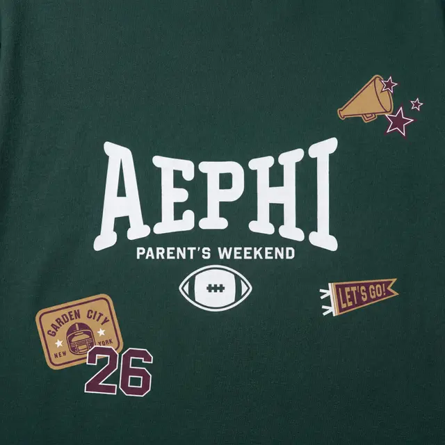 Alpha Epsilon Phi Bold Lettering Cheer Graphics Parents Weekend Crewneck