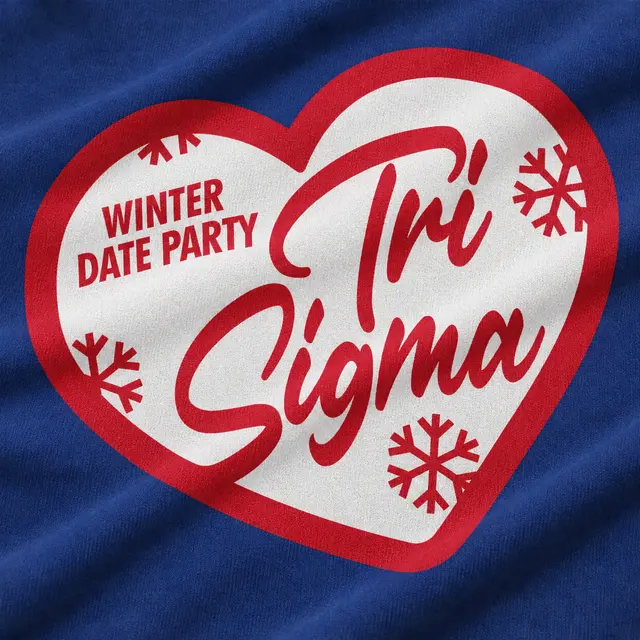 Sigma Sigma Sigma Heart Illustration Winter Date Party Crewneck