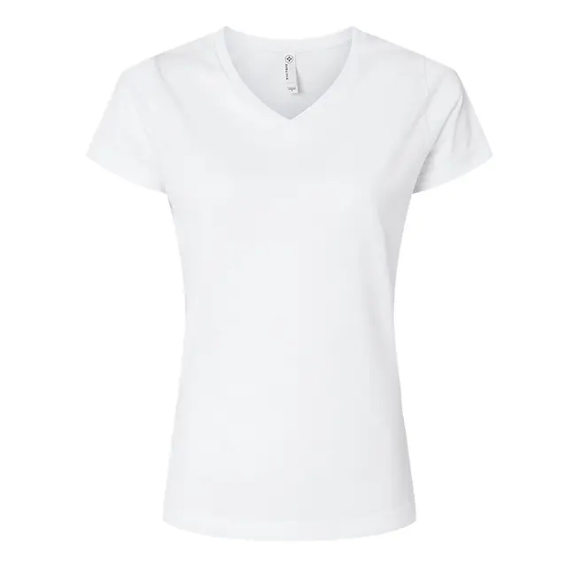SubliVie Women's Polyester Sublimation V-Neck Tee White Front