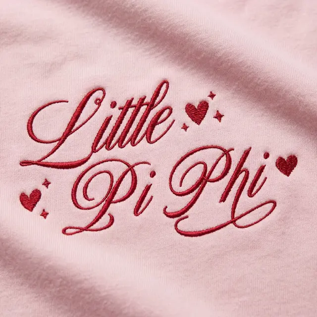 Pi Beta Phi Script Text with Hearts Big Little Reveal Tank