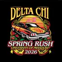 Delta Chi Classic Car and Roses Rush Shirt
