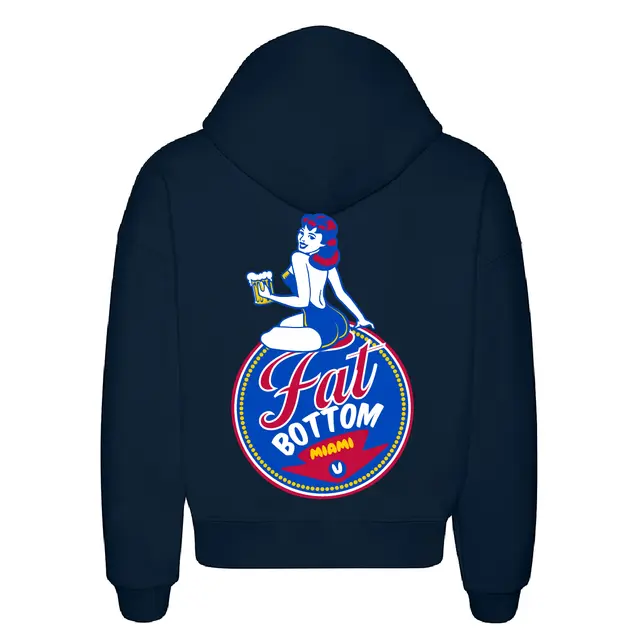 Fat Bottom Miami Pin-up Girl Retro Signage PR Hoodie Design for Delta Zeta