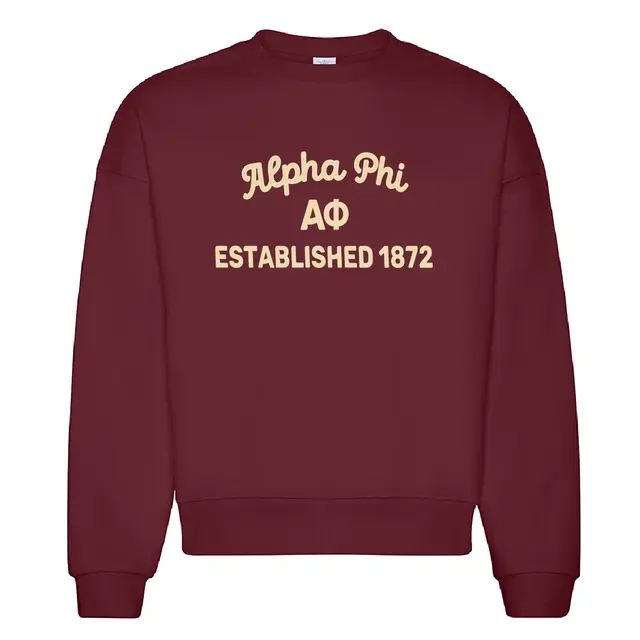 Alpha Phi Script and Block Text PR Crewneck 2