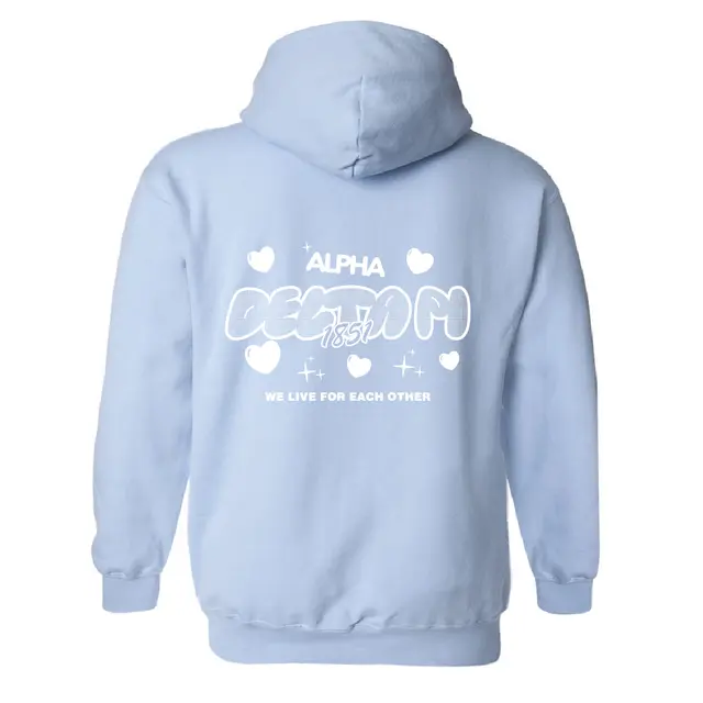 Alpha Delta Pi Bubble Lettering with Hearts PR Hoodie 2