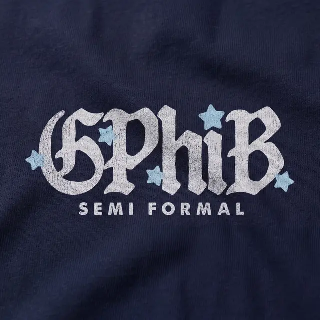 Gamma Phi Beta Flowing Script Stars Semi Formal Sweater