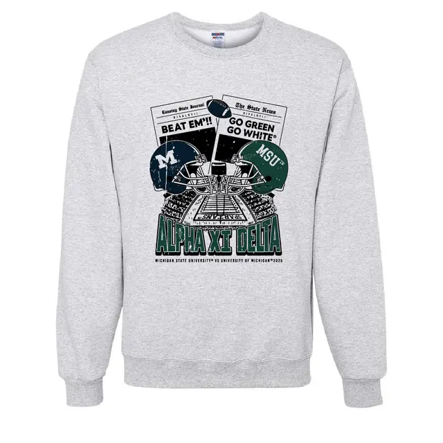 Alpha Xi Delta Helmets and Newspapers Game Day Crewneck 2