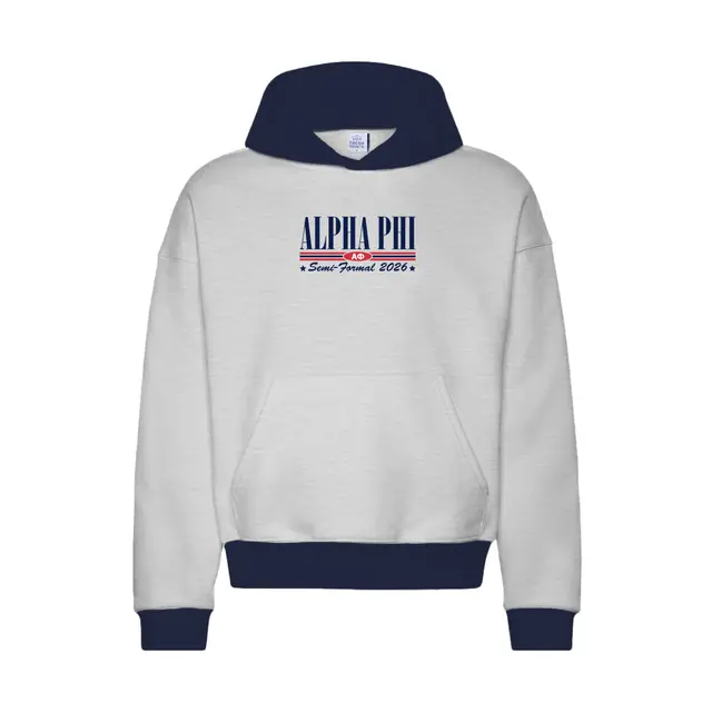 Alpha Phi Outlined Text Stars Semi Formal Hoodie 2