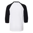 Bella + Canvas Youth 3/4 Sleeve Baseball Tee 3200y White and Black Back