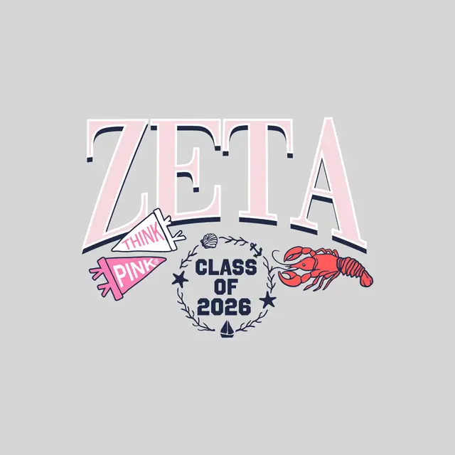Zeta Tau Alpha Think Pink Lobster Graduation Crewneck