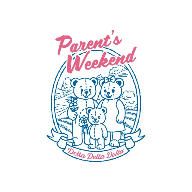 Delta Delta Delta Bear Family Illustration Parent's Weekend Tank
