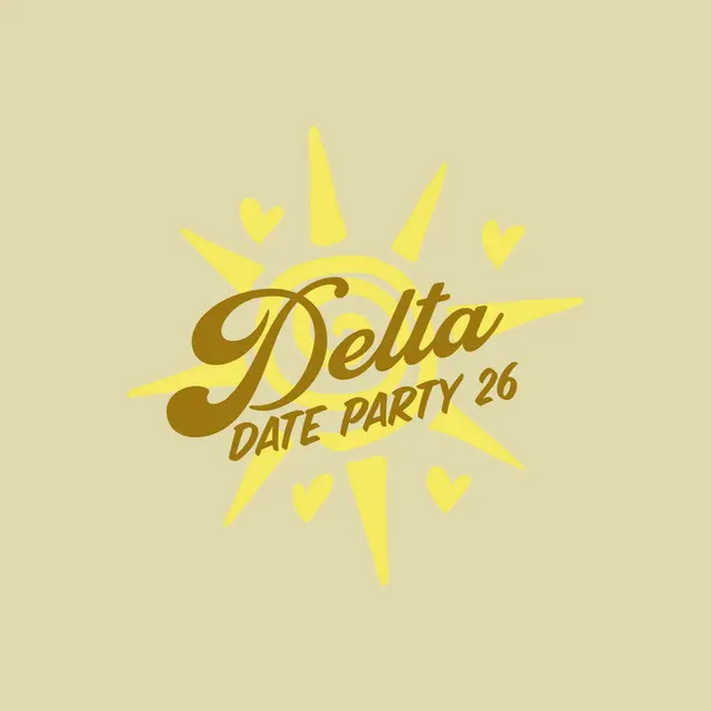 Delta Delta Delta Sunburst Text Date Party Tank