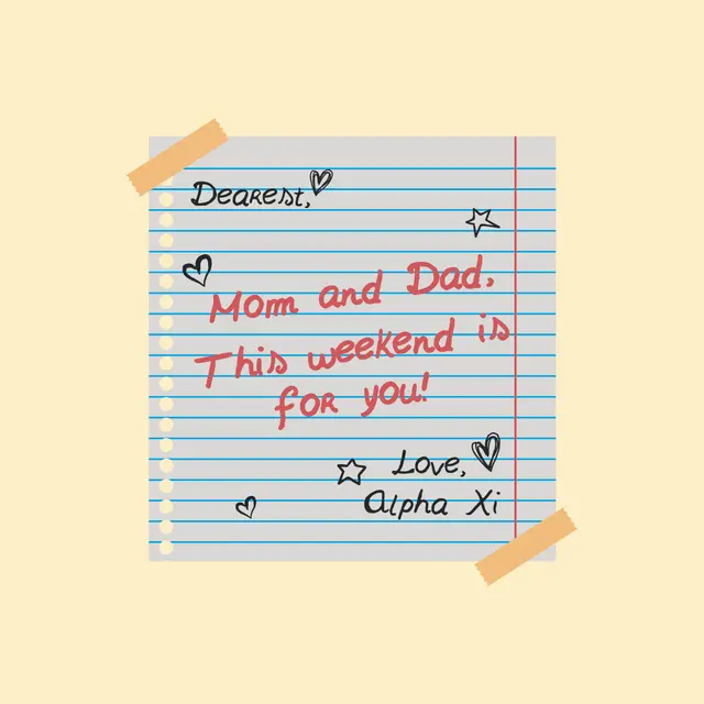 Alpha Xi Delta Letter Style Note Paper Parents Weekend Shirt