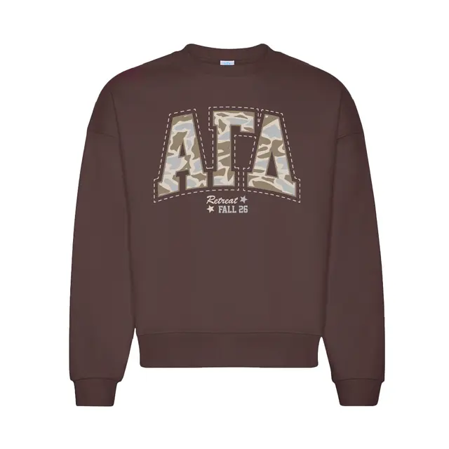 Alpha Gamma Delta Camo Lettering Retreat Sweater 2