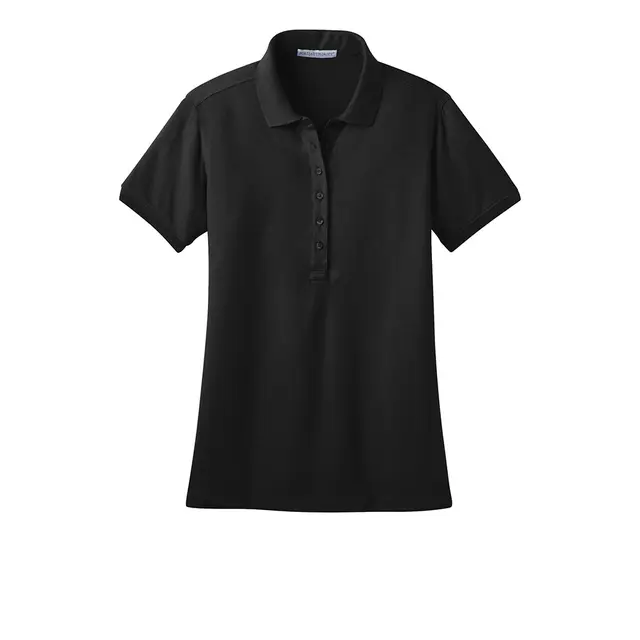 Port Authority Women's Stretch Pique Polo Black Front
