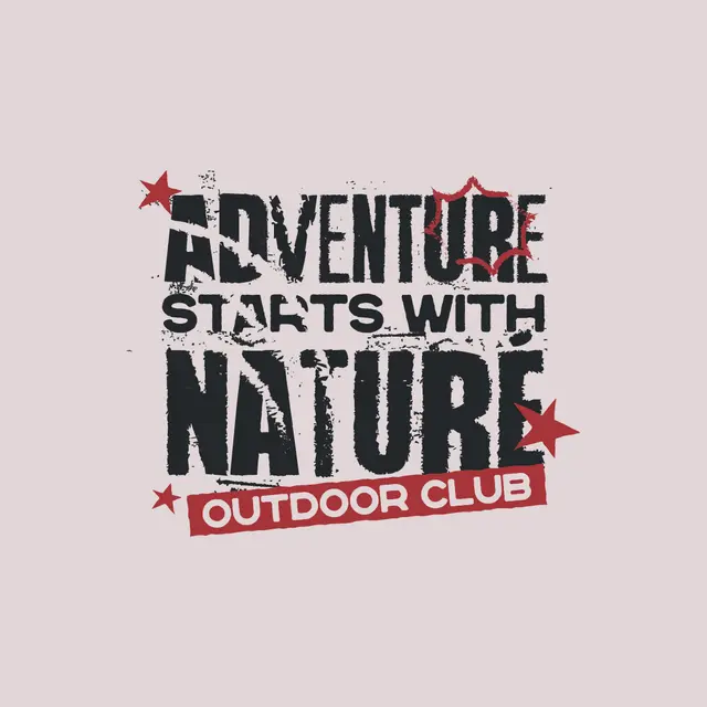 Outdoor Club Adventure Starts With Nature Text with Red Stars PR Shirt