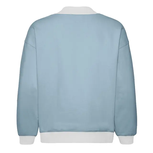 Fresh Prints FP123 Denver Heavyweight Color Block Mock Neck Slate Blue White mto Back
