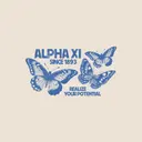 Alpha Xi Delta Blue Butterfly Illustration PR Sweater