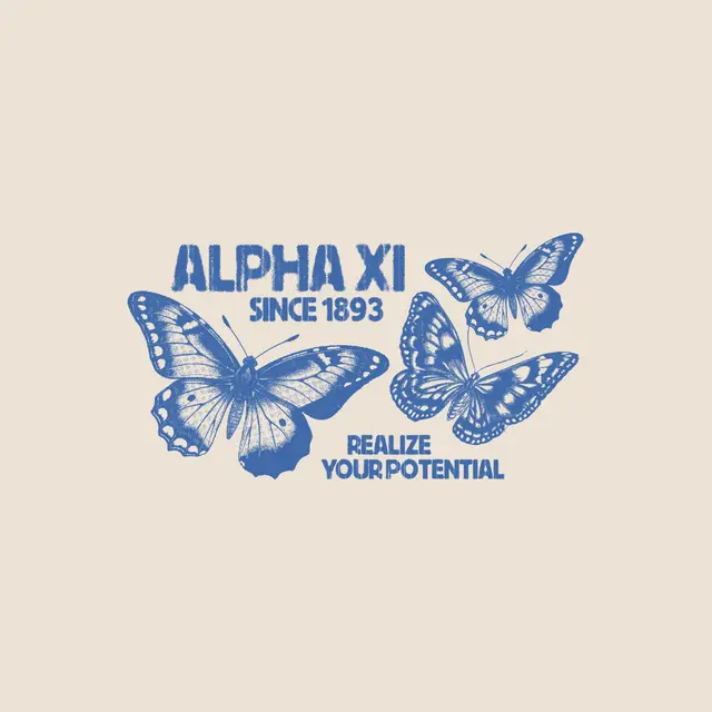 Alpha Xi Delta Blue Butterfly Illustration PR Sweater