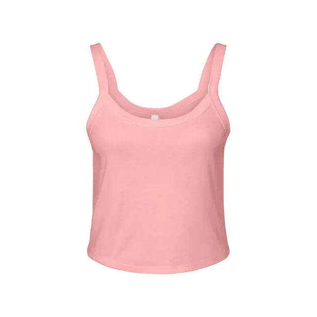 Bella Canvas Ladies' Micro Ribbed Scoop Tank 1012be Solid Pink Blend Front
