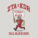 Zeta Tau Alpha Bold Football Player Fall Block Crewneck