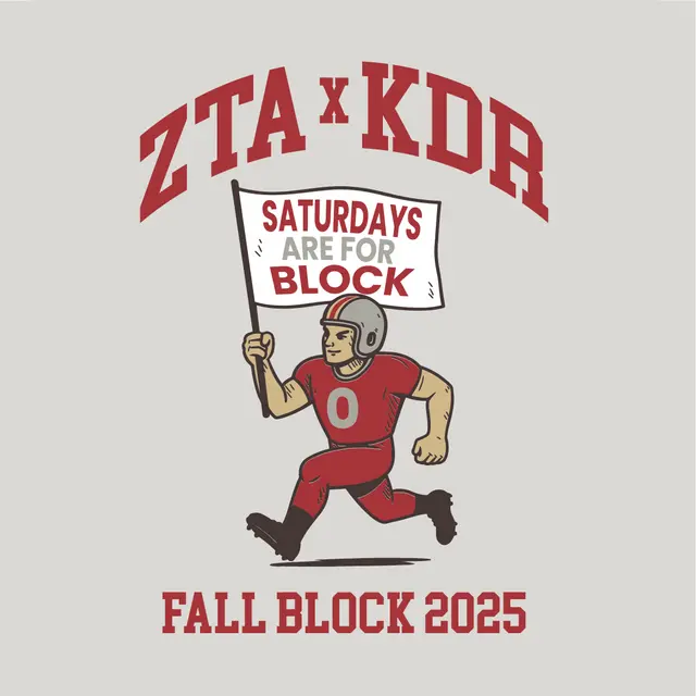 Zeta Tau Alpha Bold Football Player Fall Block Crewneck