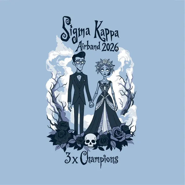 Sigma Kappa Gothic Couple Skeletons Airband Crewneck