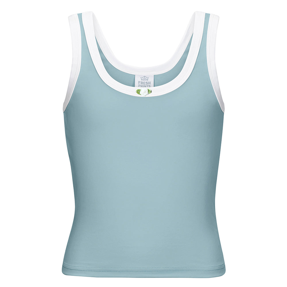 Fresh Prints Rosette Sunset Blvd Ribbed Scoop Tank Top | Fresh Prints