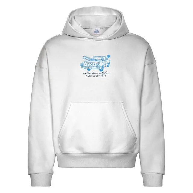 Zeta Tau Alpha Classic Car Illustration Date Party Hoodie 2