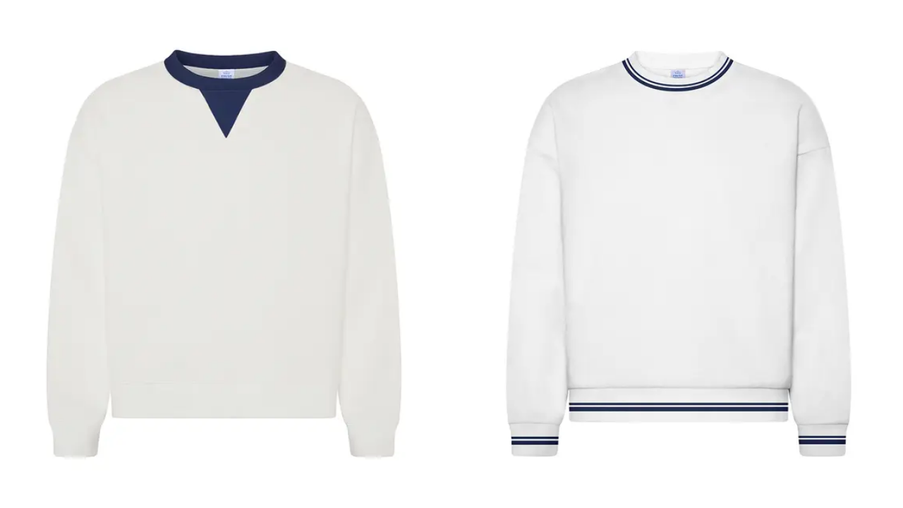 Photo of the Fresh Prints Exclusive Varsity Crewneck ad the Fresh Prints Exclusive Retro Crewneck