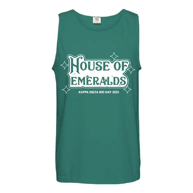 House of Emeralds Sparkling Typography Bid Day Tank Design for Kappa Delta