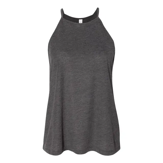 Customizable Bella + Canvas Women's Flowy High Neck Tank 8809 Dark Grey Heather Front