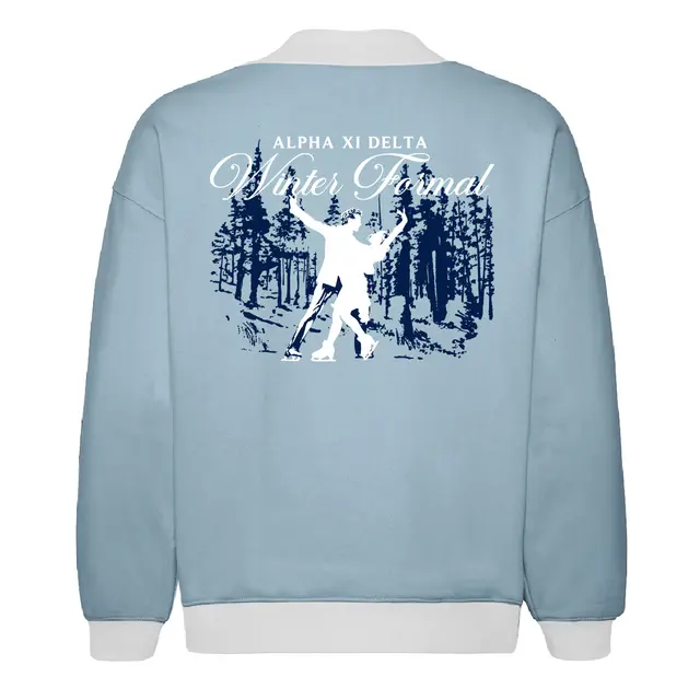 Alpha Xi Delta Ice Skating Couple Winter Formal Sweater 2