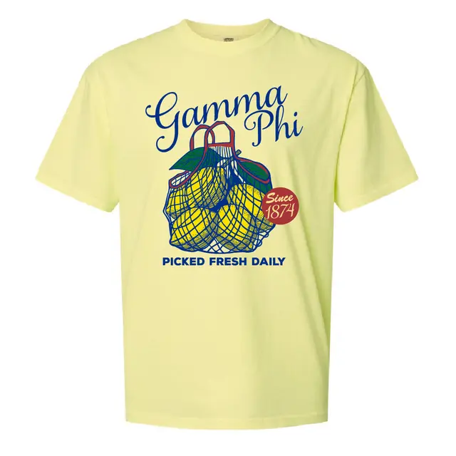Gamma Phi Beta Lemons and Script PR Shirt 2