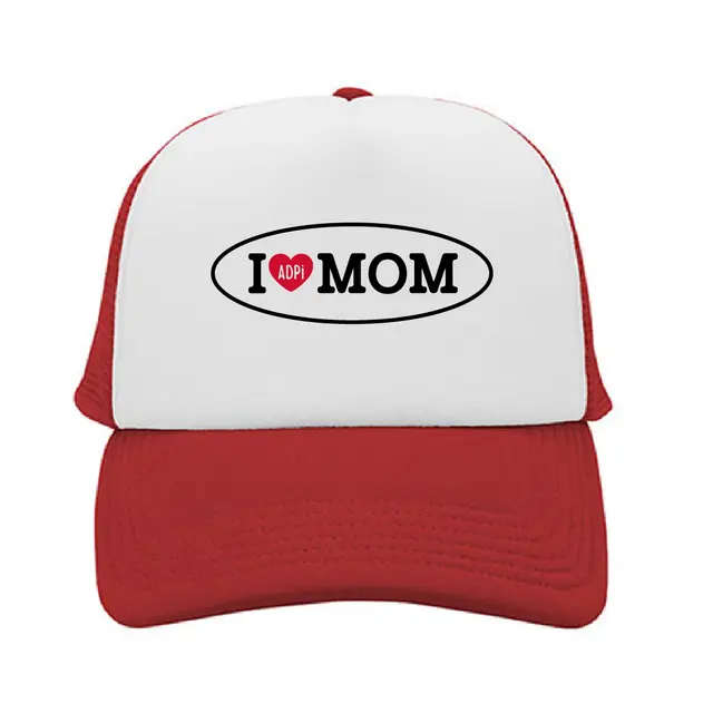 Alpha Delta Pi Oval Text I Heart Mom's Day Hat 2