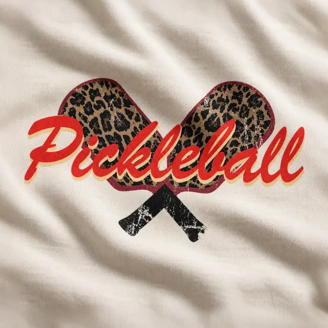 Pickleball Club Leopard Paddles Graphic PR Crewneck