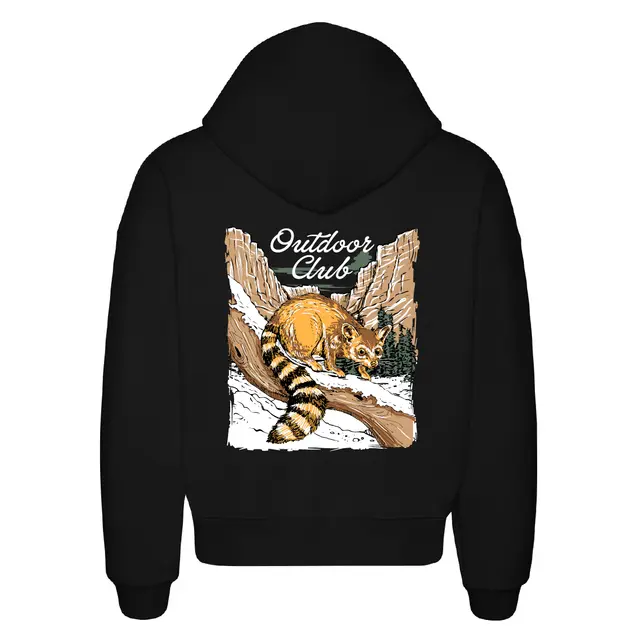 Outdoor Club Raccoon Illustration in Canyon PR Hoodie 2