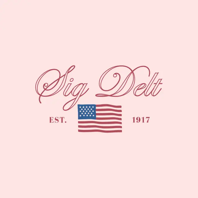Sigma Delta Tau Script Text and USA Flag Graphic PR Shirt