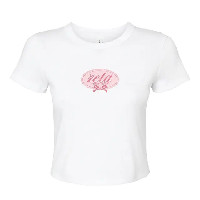 Zeta Tau Alpha Pink Bow and Oval Patch Philanthropy Shirt 2